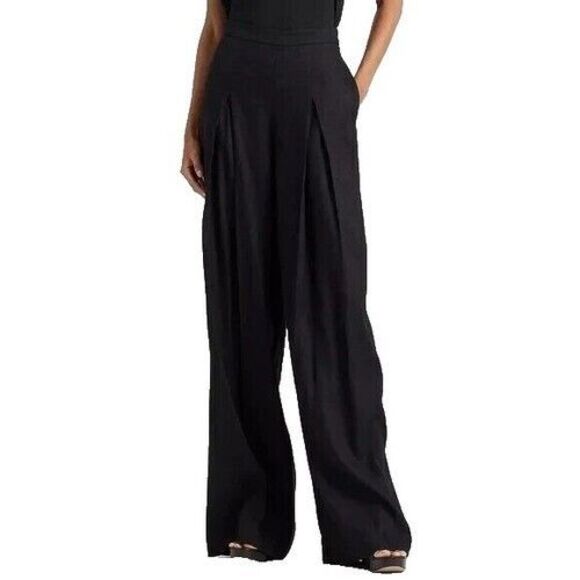 Polo by Ralph Lauren Pants - POLO RALPH LAUREN Linen Wide Leg Palazzo Pant Black Pockets Sz 18 Workwear